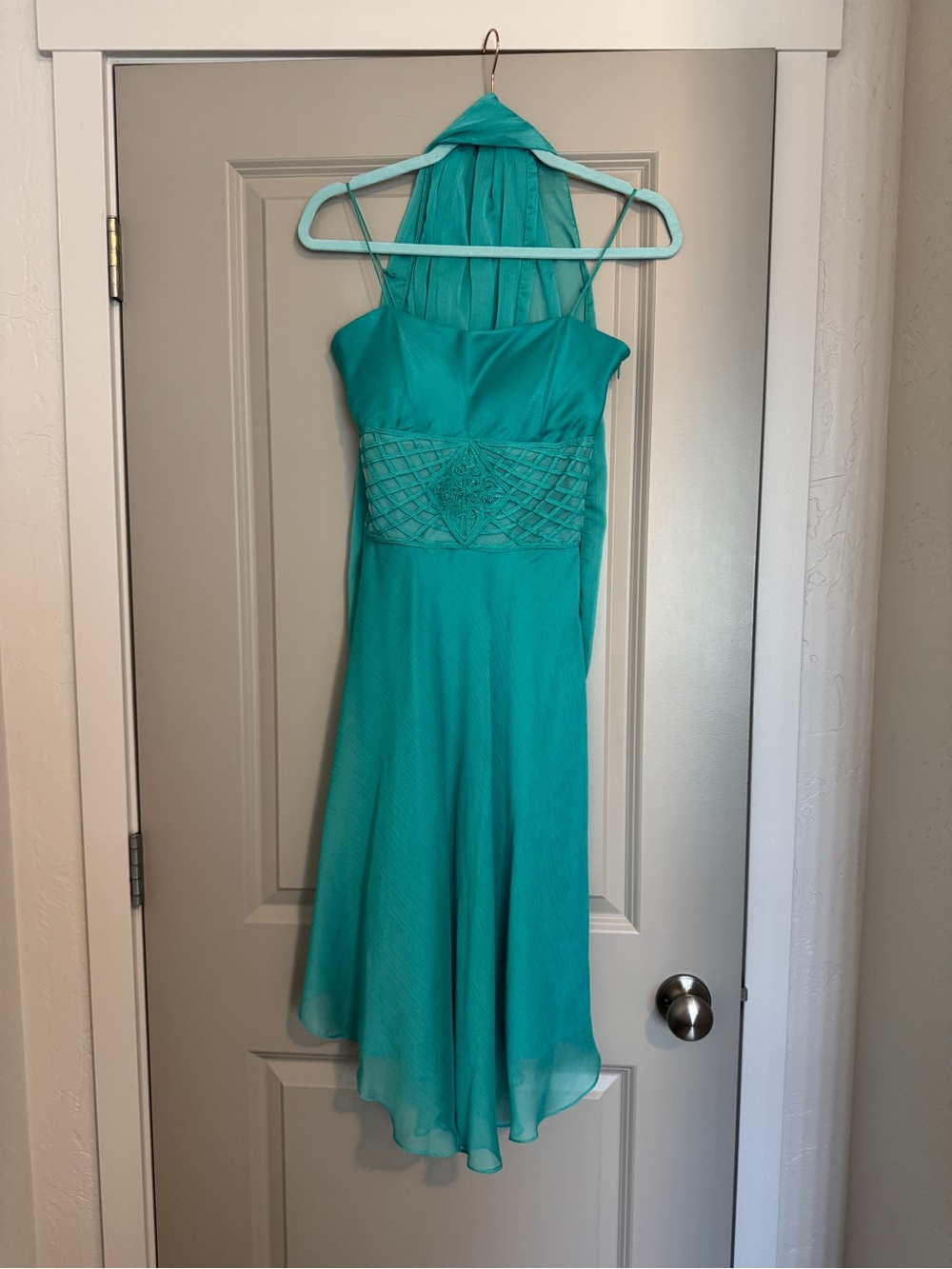 Ariella Teal Halter High-Low Dress